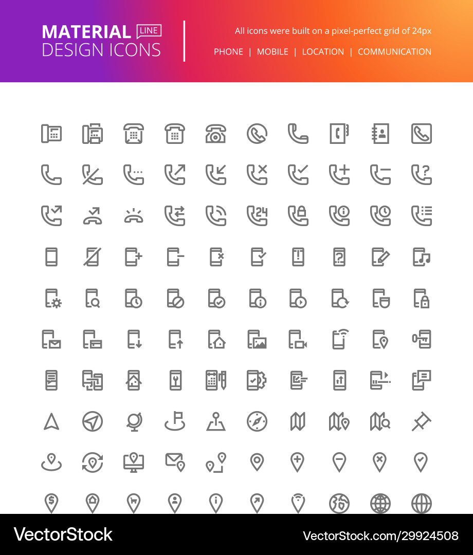 Material Line Icons - Communication vector image