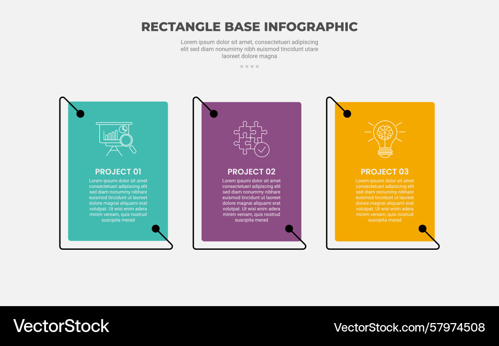 Rectangle shape infographic outline style with 3 Vector Image