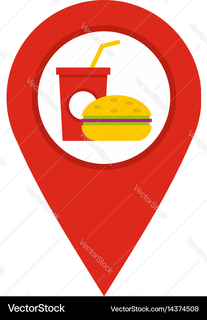Red Direction Pointer with Food Icon vector image
