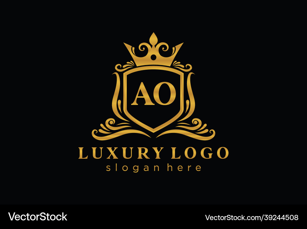 Royal AO Monogram Logo Vector Image