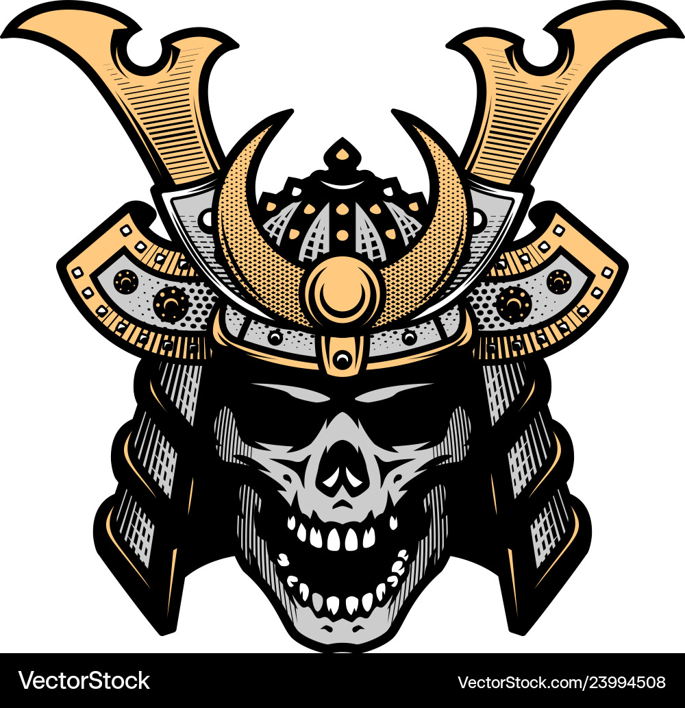 Samurai Skull Helmet Art Vector Image