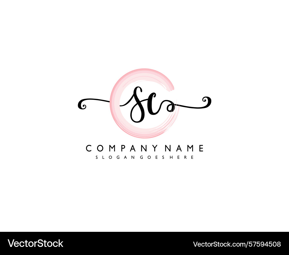 Sc initial handwriting logo design collection Sc initial handwriting logo design collection Vector Image