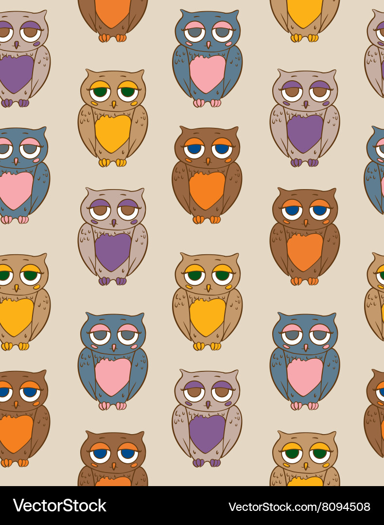 Seamless pattern with owls Vector Image