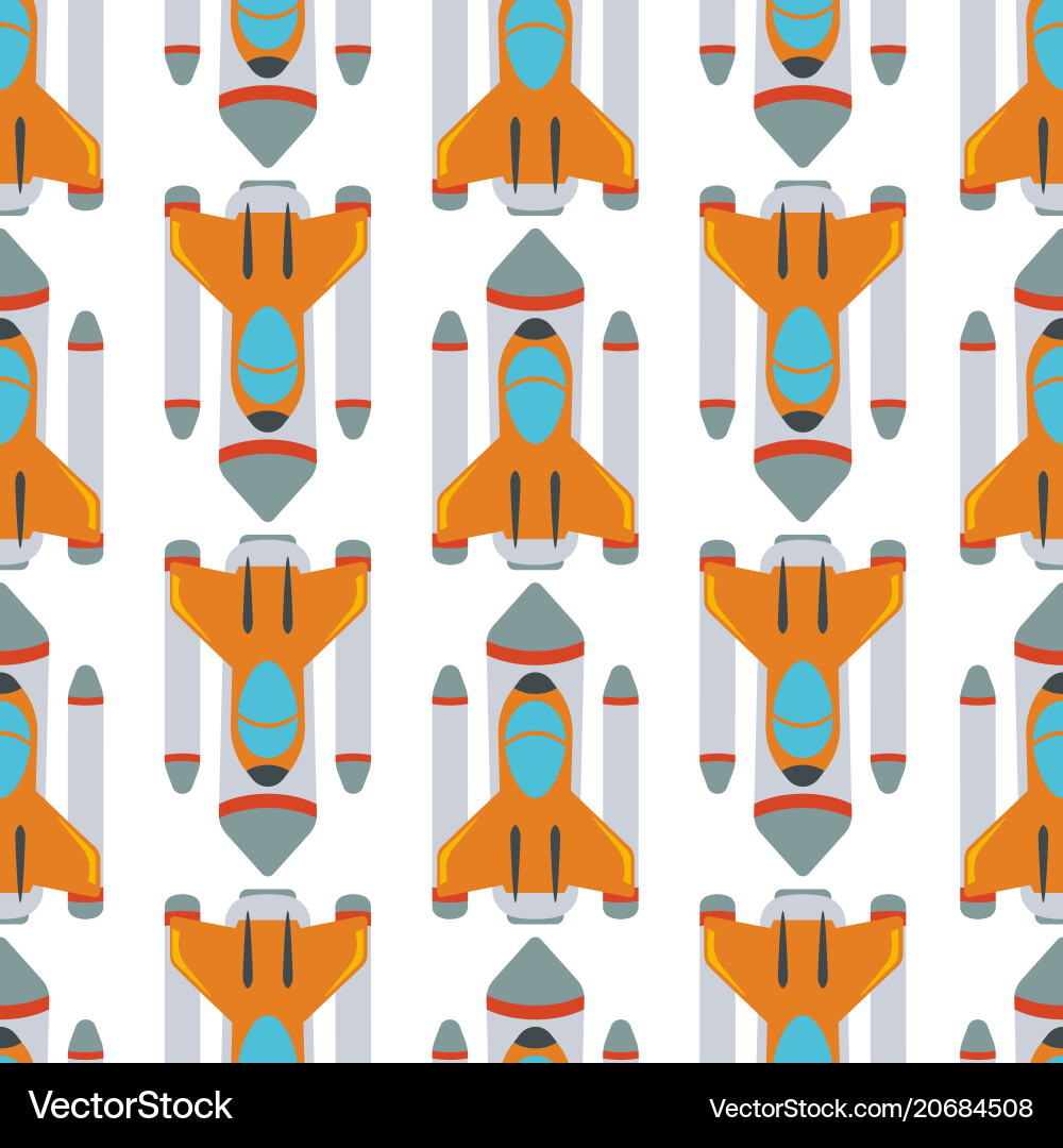 Seamless pattern with space rocket Vector Image