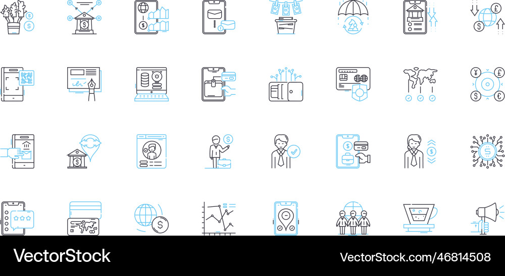 Self-executing contracts linear icons set Self-executing contracts linear icons set vector image