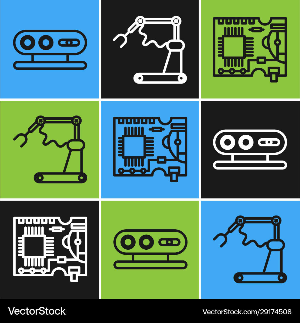 Set line 3d scanning system printed circuit board Set line 3d scanning system printed circuit board vector image