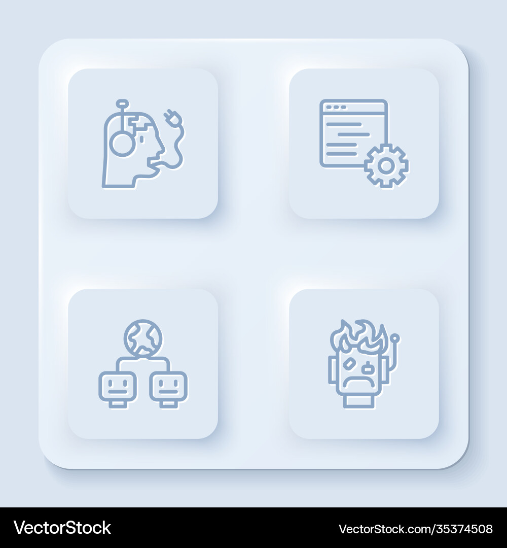 Set line robot charging battery computer api Vector Image