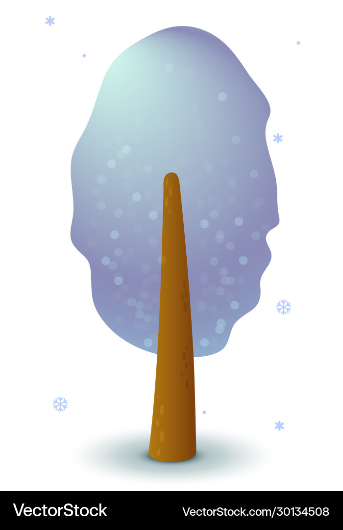 Snowy tree in winter game ui flat isolated stock Vector Image