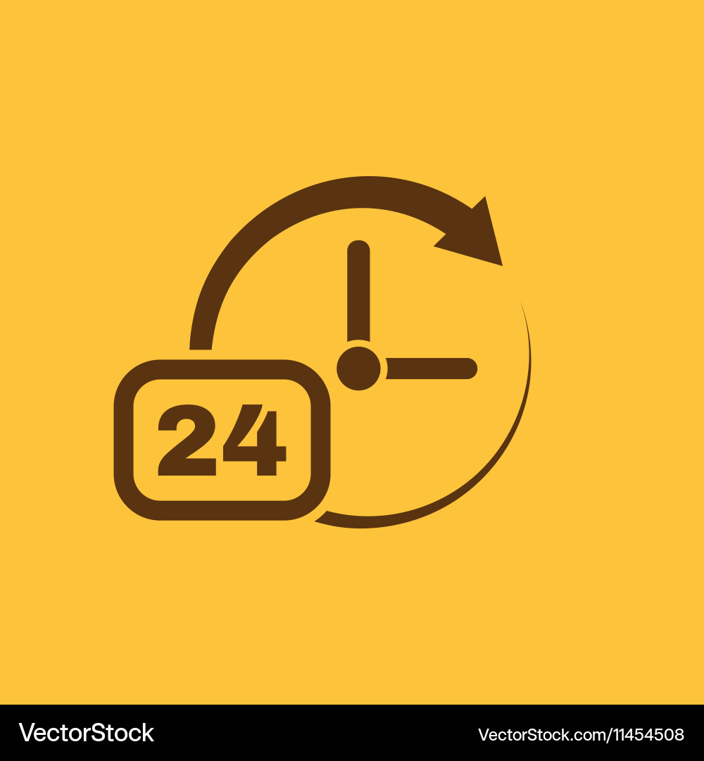 Time clock icon and watch timer 24 hours Vector Image