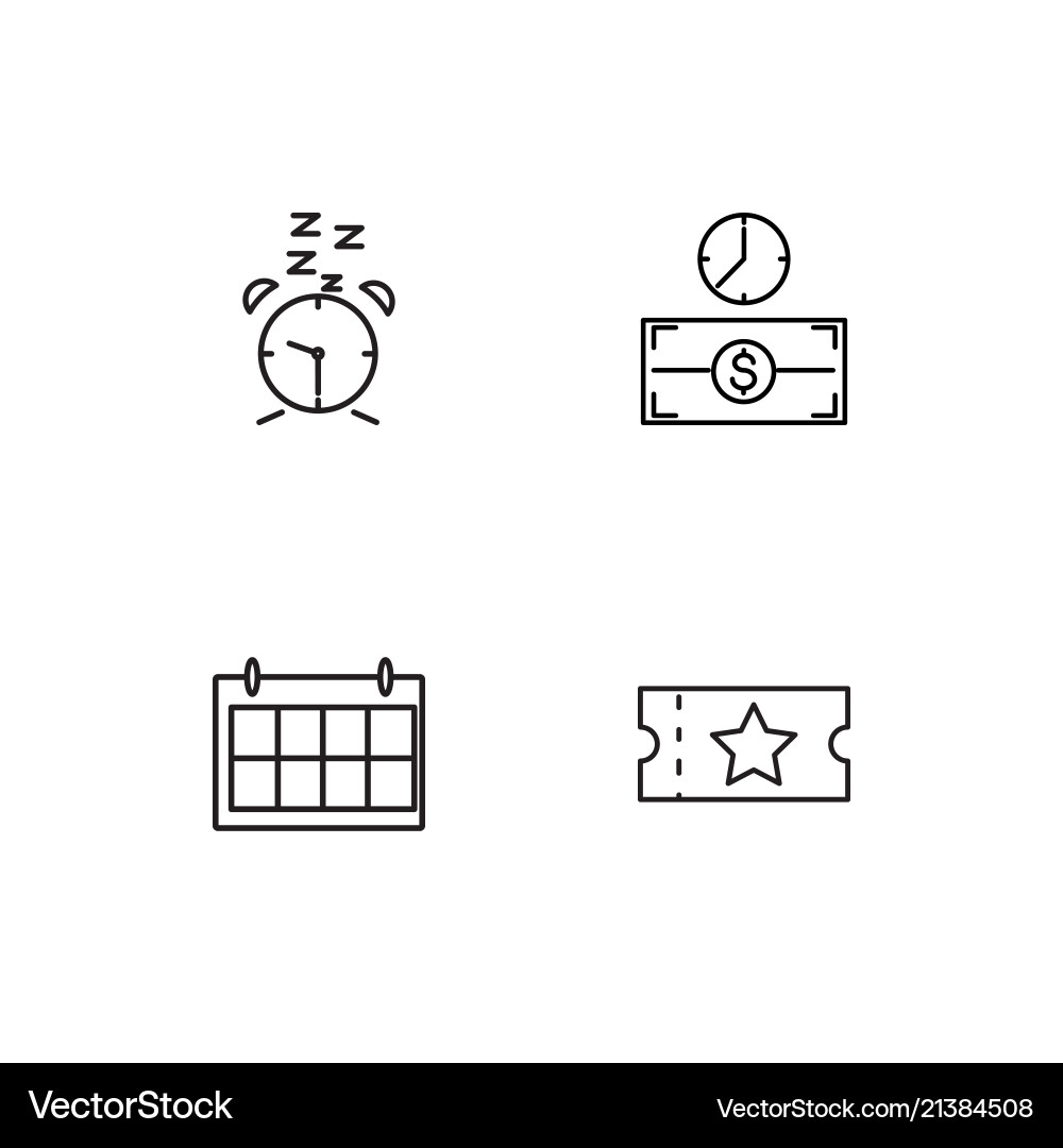 Time linear icons set simple outline vector image