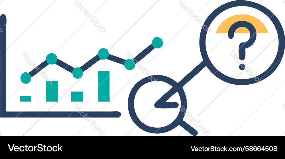 Trend uncertainty line graph with question mark Vector Image