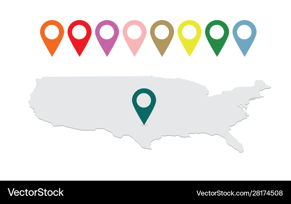 USA Map with Location Pointers vector image
