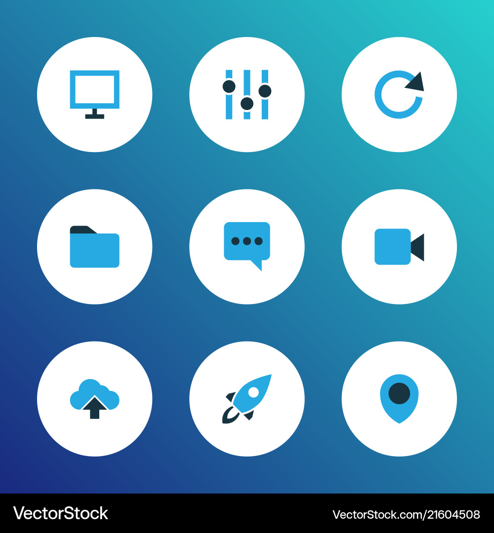 User icons colored set with stabilizer display Vector Image