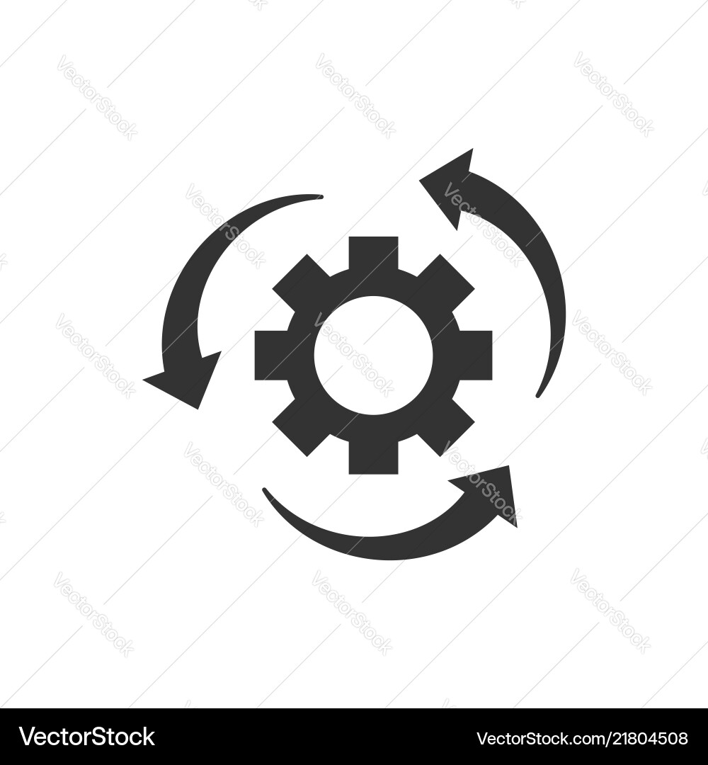 Workflow process icon in flat style gear cog Workflow process icon in flat style gear cog vector image