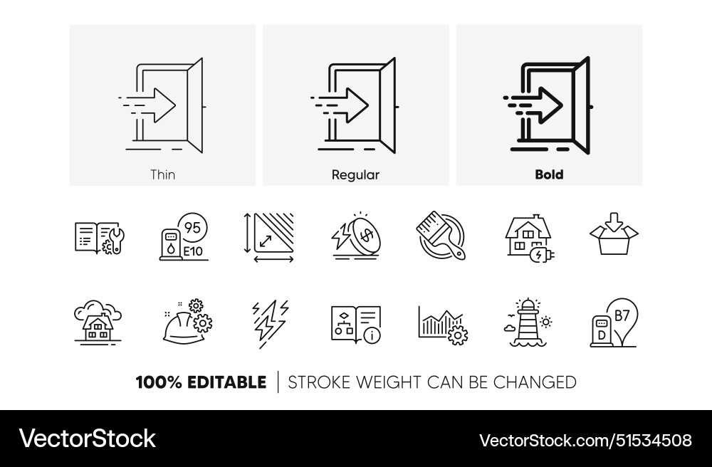 Working process building and petrol station line Working process building and petrol station line vector image