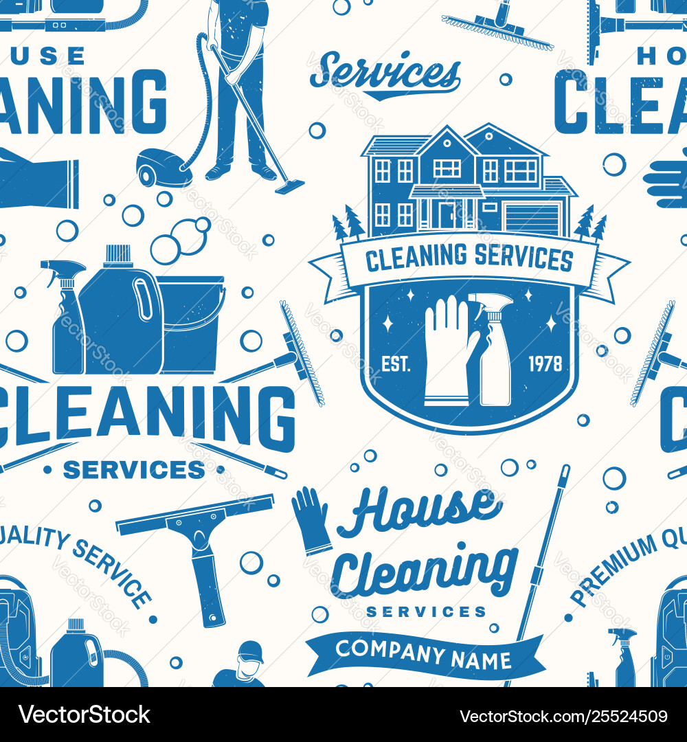 Cleaning services seamless pattern or background Vector Image