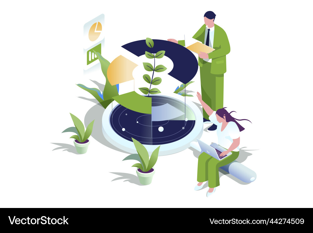 Data analysis web concept in 3d isometric design Vector Image