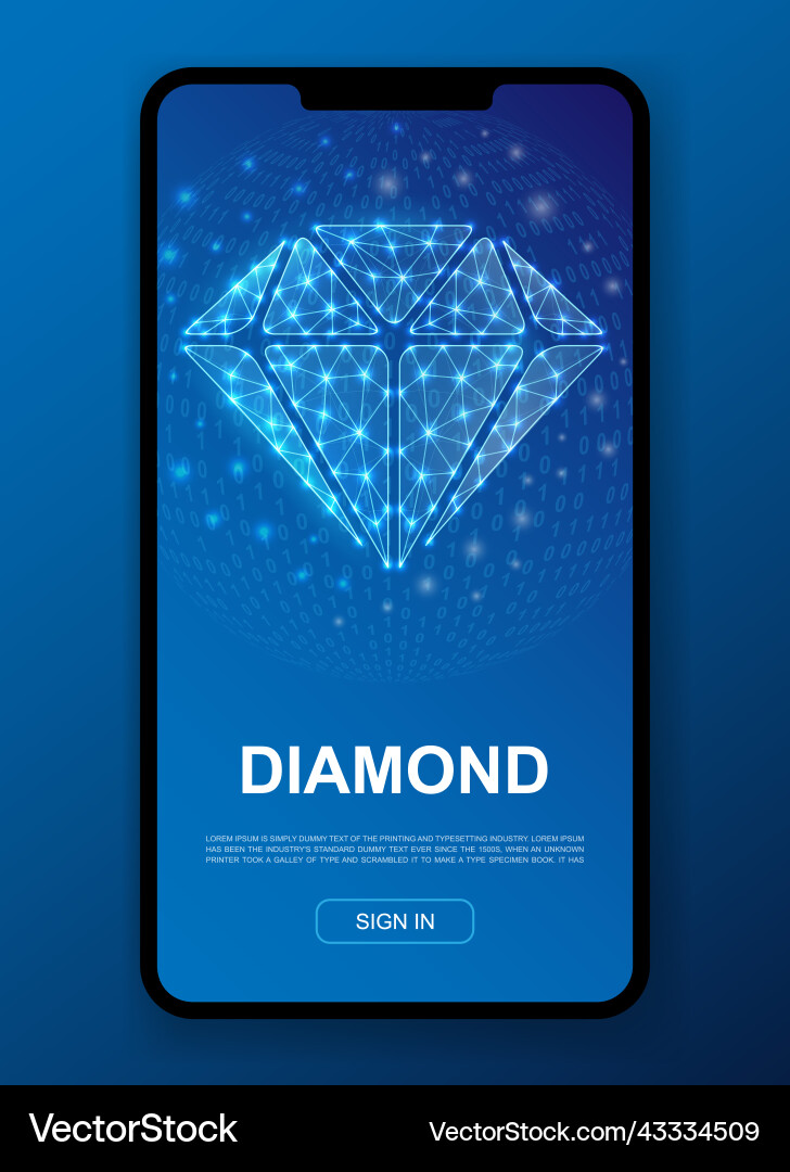 Diamond 3d polygonal symbol for ui ux design vector image