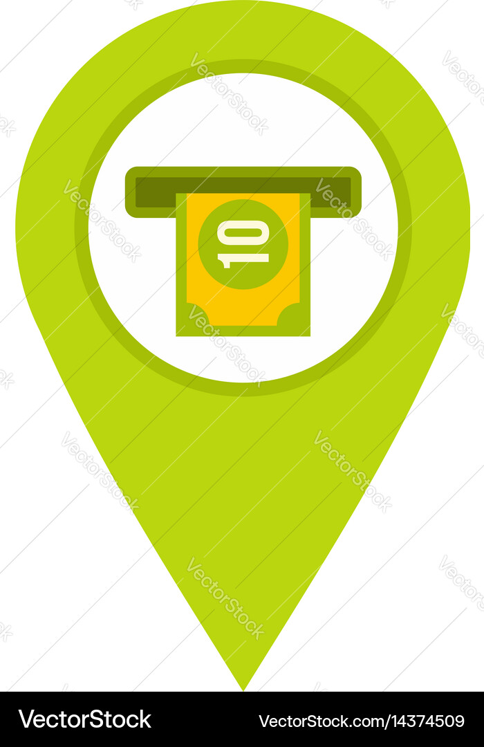 Green map pin pointer with atm sign icon isolated vector image