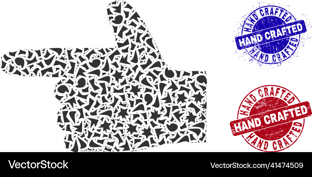 Hand pointer left mosaic of shards with vector image