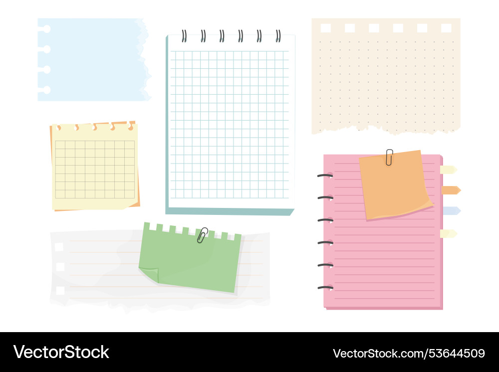 Memo notes paper for note with clip postit Memo notes paper for note with clip postit Vector Image