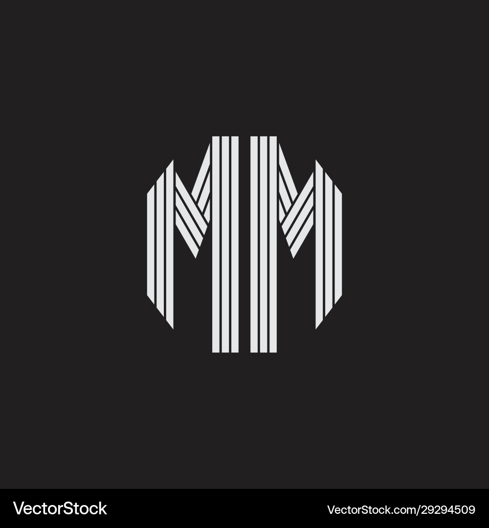 Mm logo monogram with outline style linked Vector Image