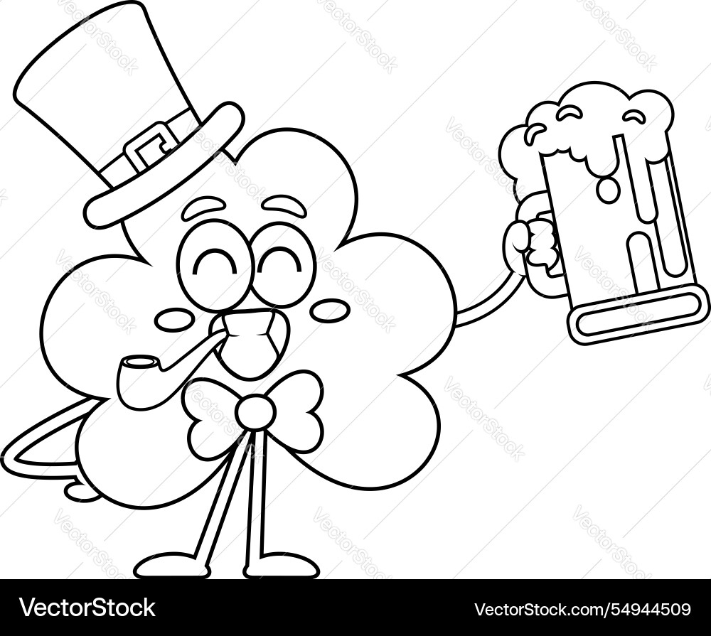 Outlined clover leaf cartoon character Outlined clover leaf cartoon character vector image