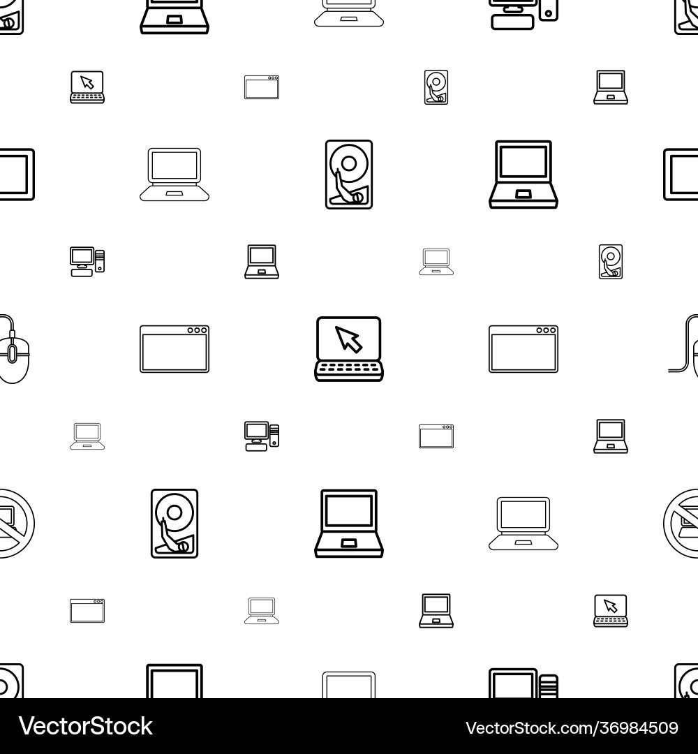 Pc icons pattern seamless white background Vector Image