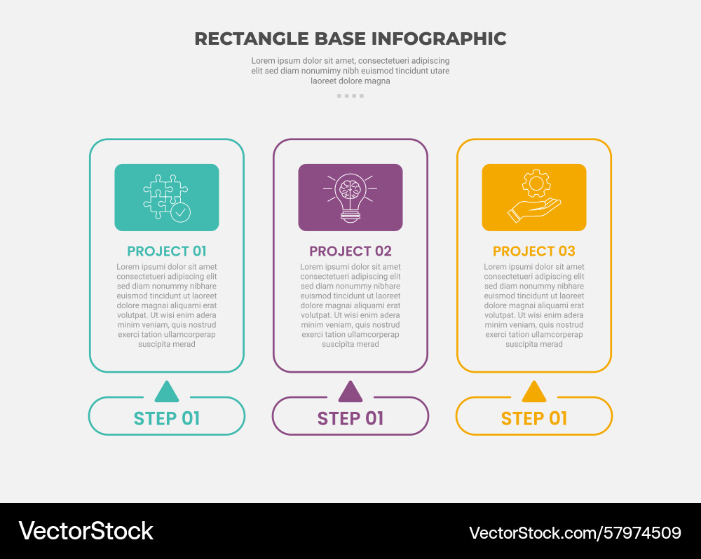 Rectangle shape infographic outline style with 3 Rectangle shape infographic outline style with 3 Vector Image