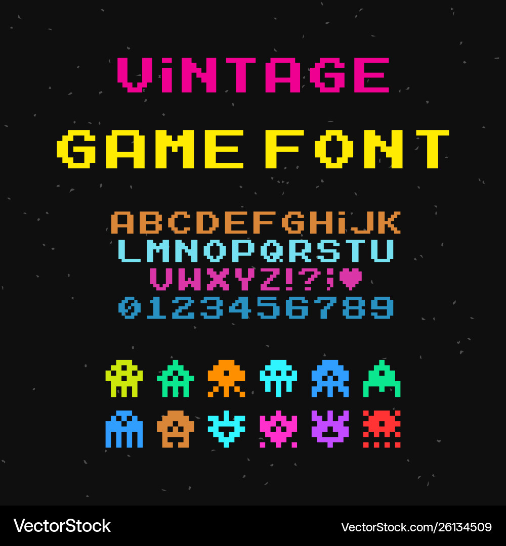 Retro Pixel Font Set vector image
