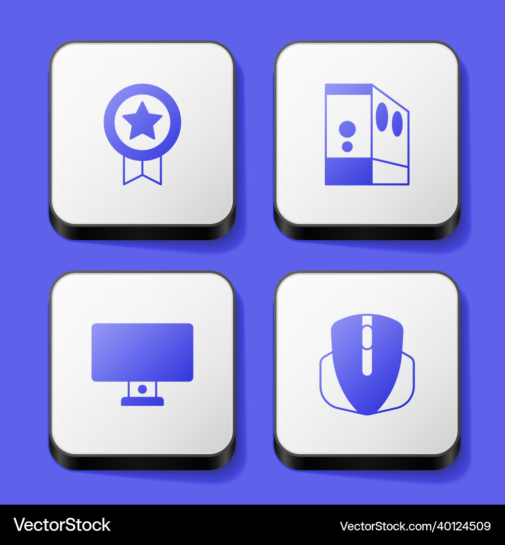 Set game rating with medal case of computer Vector Image