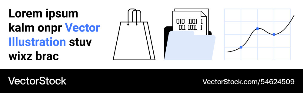 Shopping bag file with documents and graph Shopping bag file with documents and graph Vector Image
