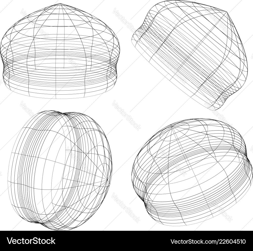 Abstract 3d wireframe objects spatial shapes Vector Image