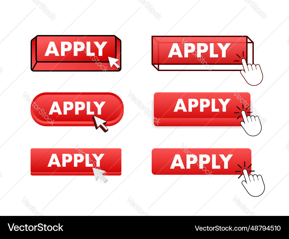 Apply button with pointer clicking web Apply button with pointer clicking web vector image