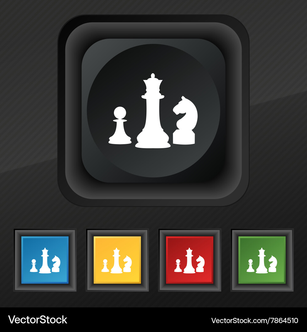 Chess game icon symbol set of five colorful vector image
