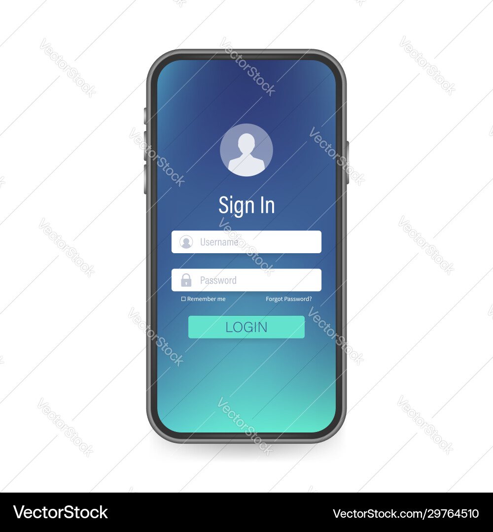Clean mobile ui design concept login application Clean mobile ui design concept login application vector image