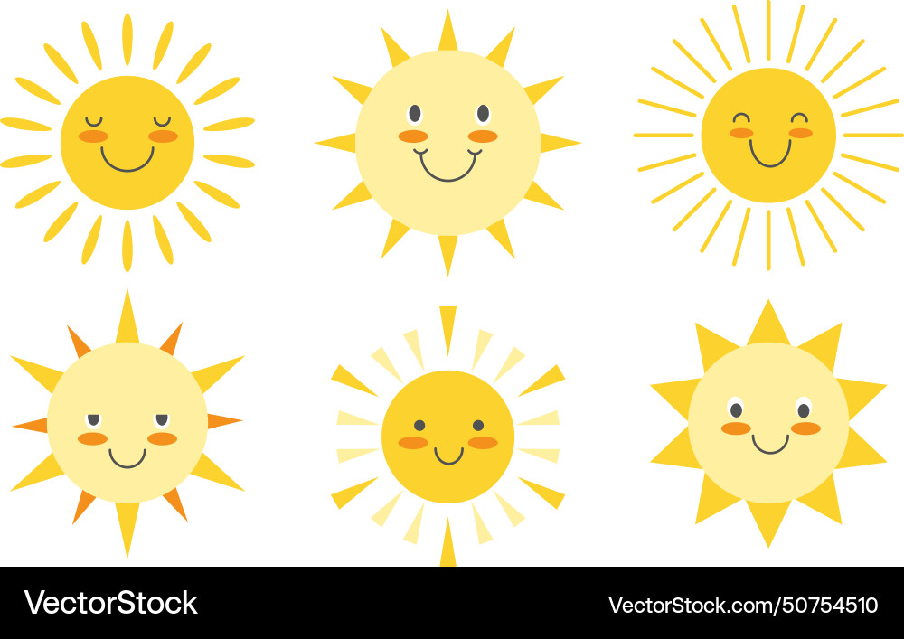 Cute suns set Cute suns set vector image