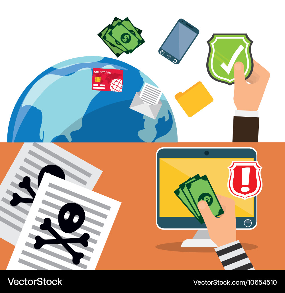 Cyber security system and media design Vector Image