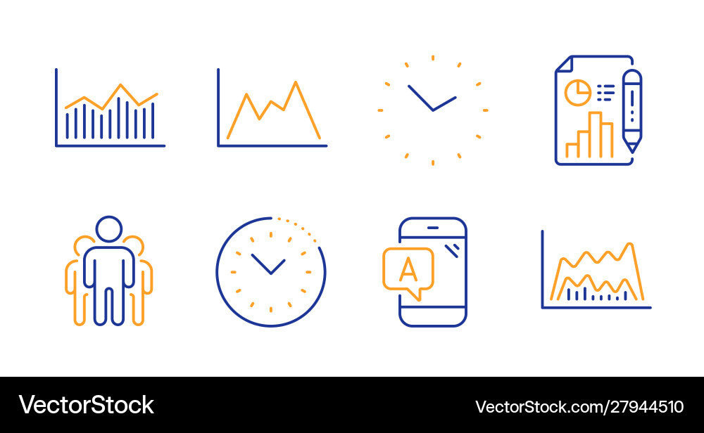 Diagram ab testing and time management icons set Diagram ab testing and time management icons set vector image