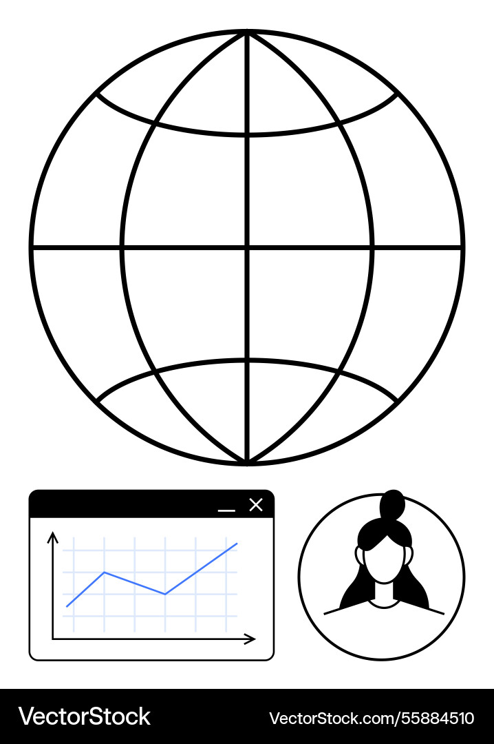 Global network with data analytics and user Vector Image