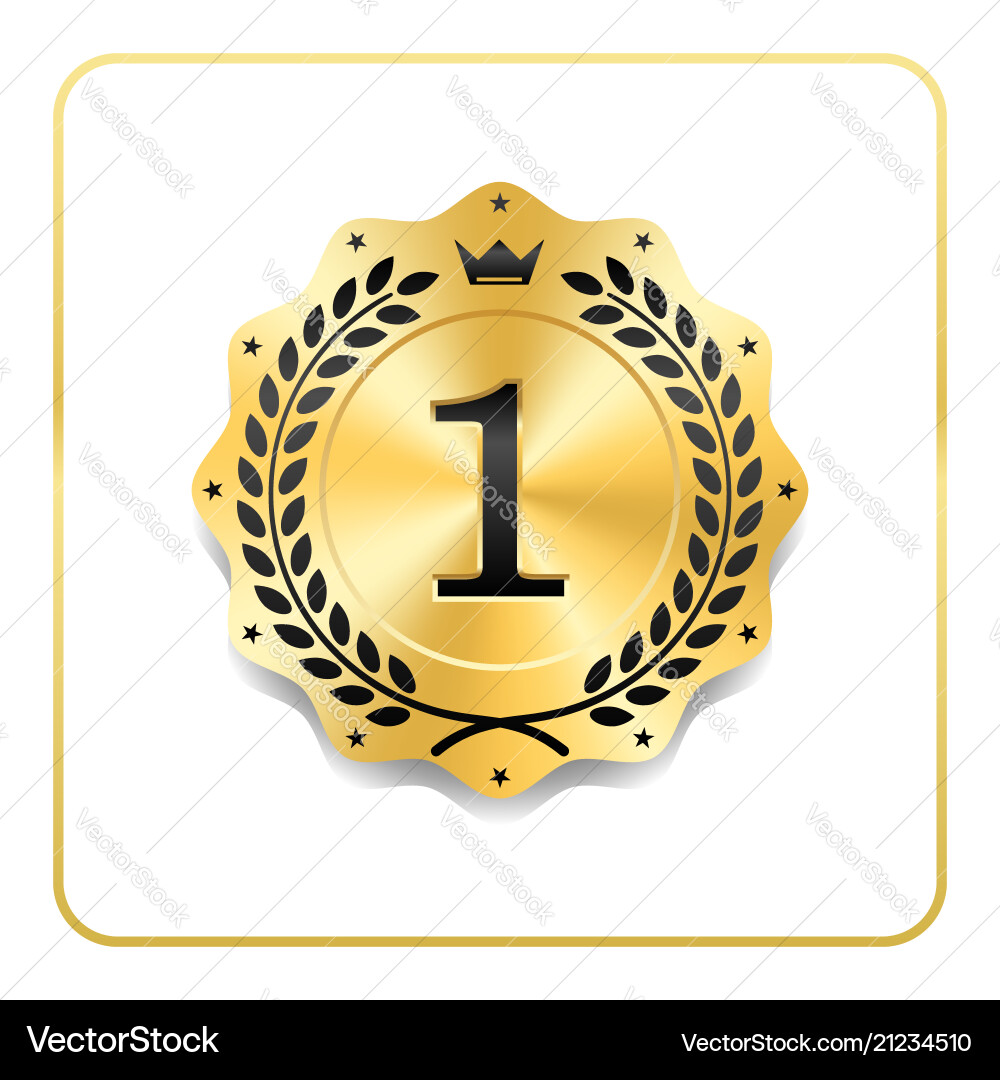 Gold Award Medal with Laurel Wreath Vector Image