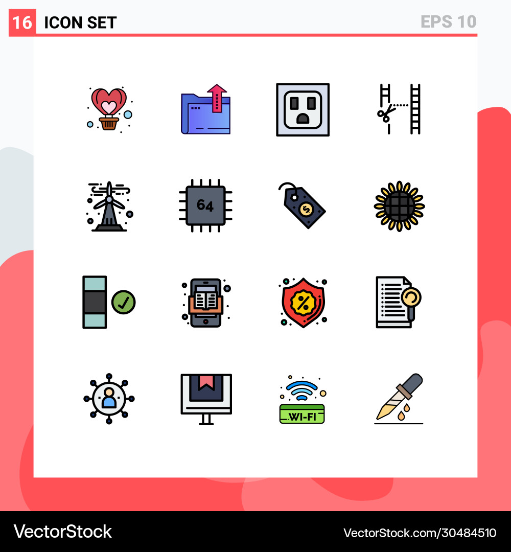 Mobile interface flat color filled line set 16 Vector Image