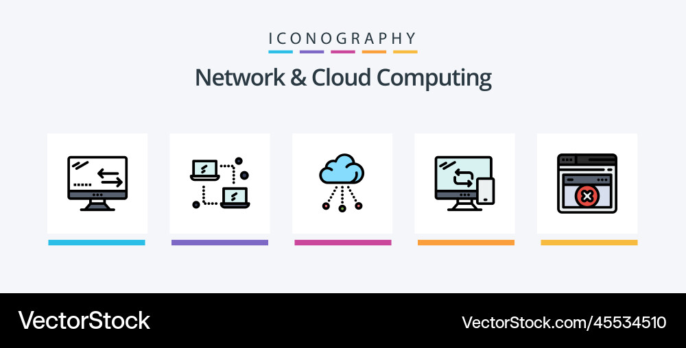 Network and cloud computing line filled 5 icon Vector Image