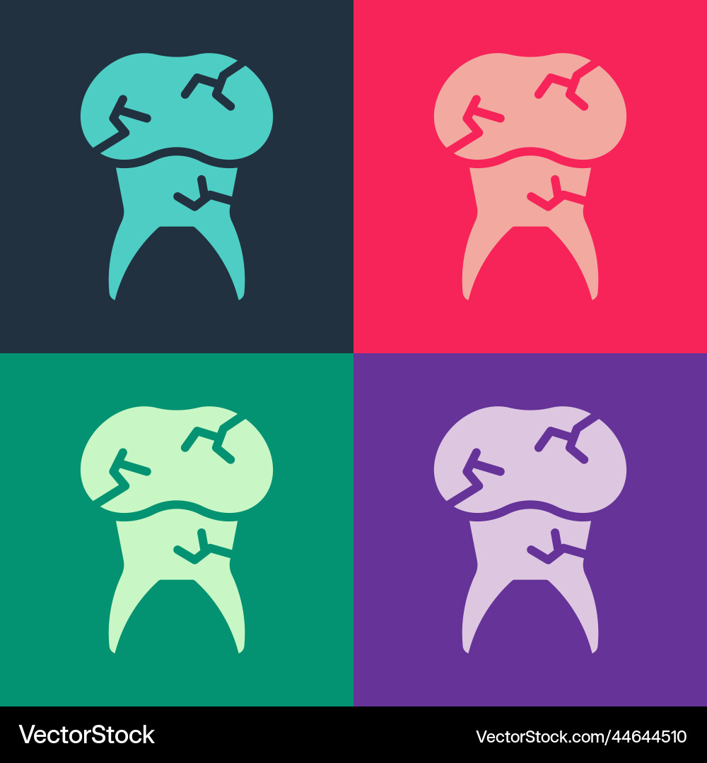 Pop art tooth with caries icon isolated on color Pop art tooth with caries icon isolated on color vector image