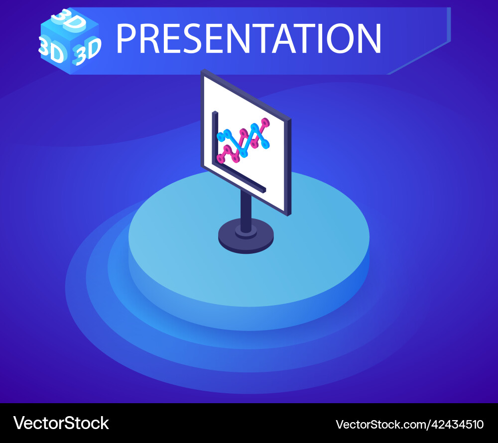 Presentation isometric design icon web 3d Presentation isometric design icon web 3d vector image