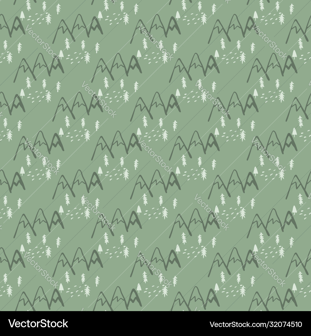 Seamless pattern with trees and mountains Seamless pattern with trees and mountains Vector Image