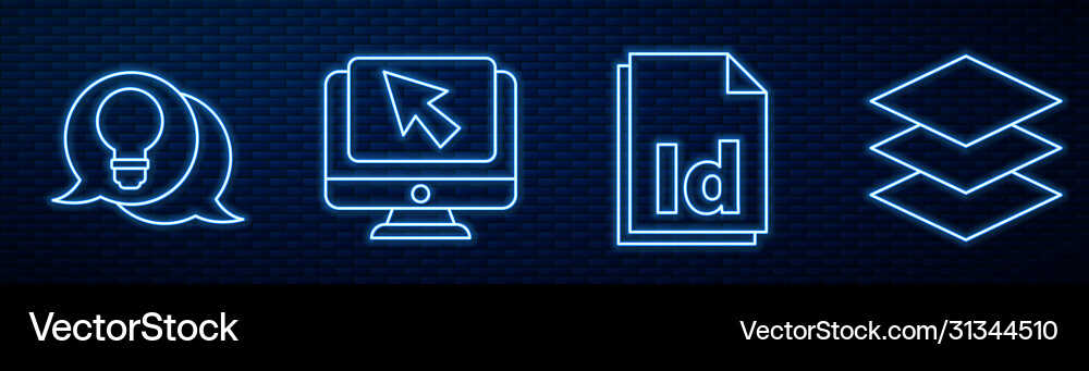 Set line id file document light bulb with concept Set line id file document light bulb with concept vector image