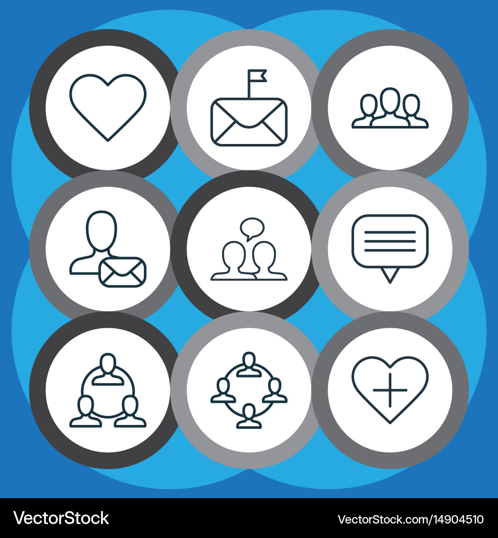 Set of 9 communication icons includes team vector image