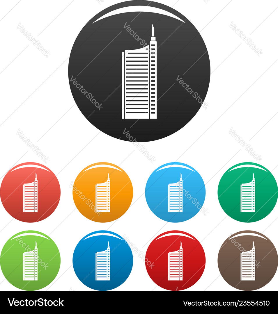 Sky scraper icons set color Sky scraper icons set color vector image