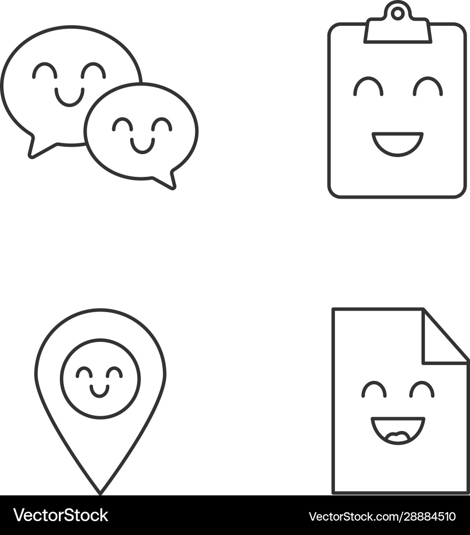 Smiling items linear icons set vector image
